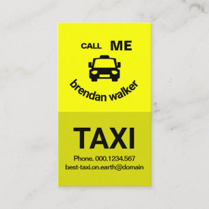 Carte De Visite Chauffeur de taxi face de couche jaune mou sourian