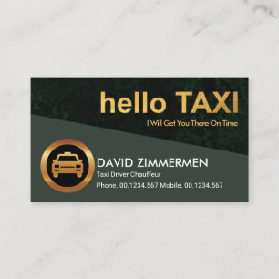 Carte De Visite Chauffeur de taxi Green Grunge Gold