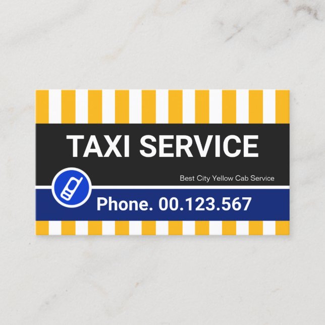 Carte De Visite Chauffeur de taxi jaune brillant et élégant (Devant)
