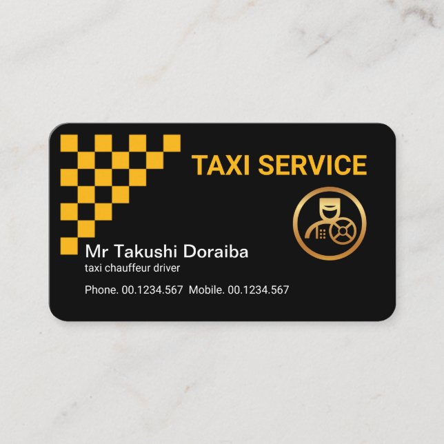 Carte De Visite Chauffeur de taxi jaune élégant Boîtes de contrôle (Devant)