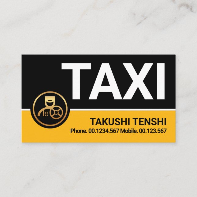 Carte De Visite Chauffeur de Taxi Jaune Professionnel (Devant)