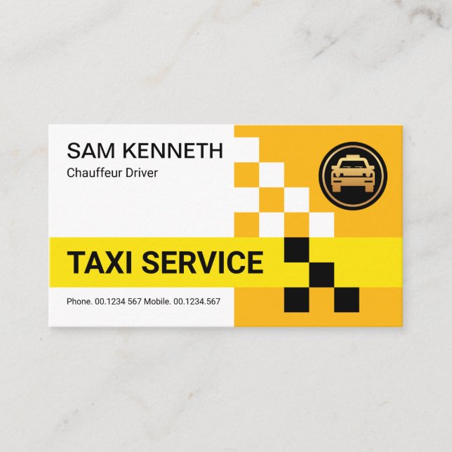 Carte De Visite Chauffeur de taxi rétro jaune Boîtes de contrôle (Devant)