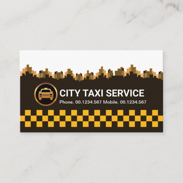 Carte De Visite Chauffeur de taxi rétro-jaune Vérifier la ville Si (Devant)