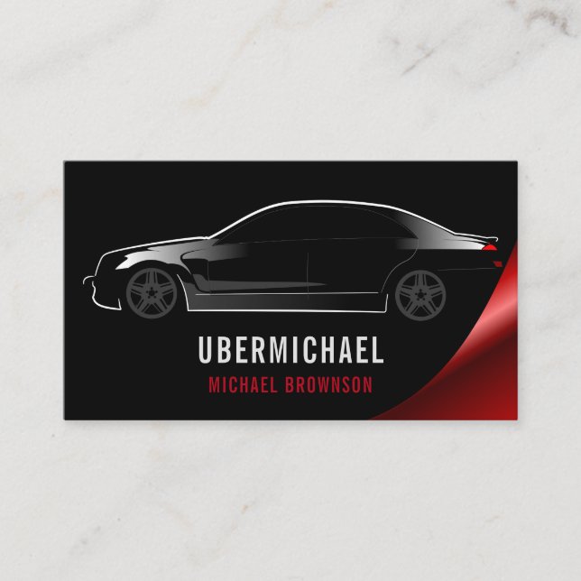 Carte De Visite Chauffeur de voiture Noir rouge Auto Repent Bureau (Devant)