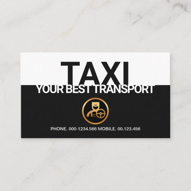 Carte De Visite Chauffeur élégant de taxi à la frontière noire (Devant)