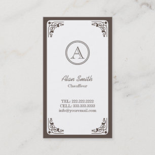 Carte De Visite Chauffeur frontalier Art déco classique