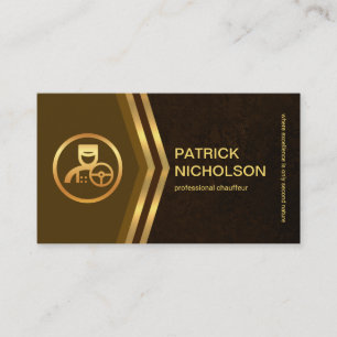 Carte De Visite Chauffeur Grunge Gold Arrow Brown