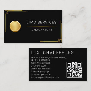 Carte De Visite Chauffeur Logo Conducteur Rayure Or Élégant 