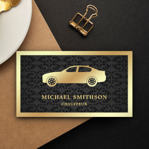Carte De Visite Chauffeur professionnel de voiture en damas noir d