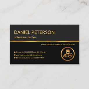 Carte De Visite Chauffeur professionnel Retro Gold Line