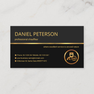 Carte De Visite Chauffeur professionnel Retro Gold Line