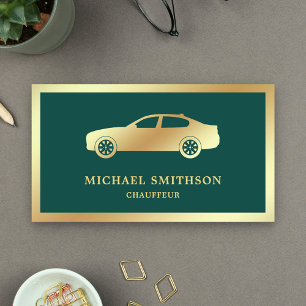 Carte De Visite Chauffeur professionnel voiture en or vert foncé