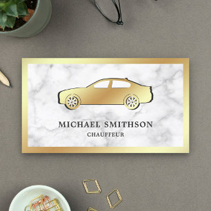 Carte De Visite Chauffeur Professionnel Voiture Or Marbre Blanc