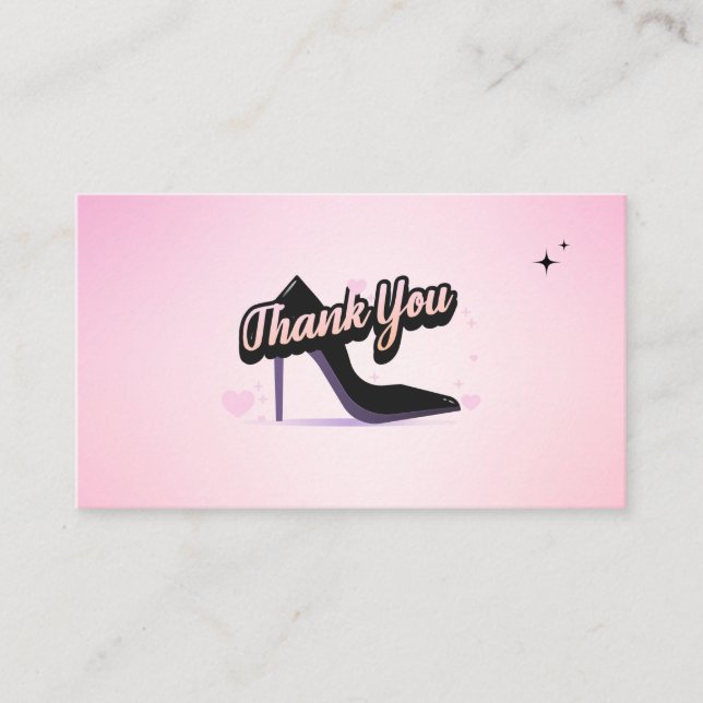 Carte De Visite Chaussure de Stiletto Noir Haut talon Merci glamou (Devant)