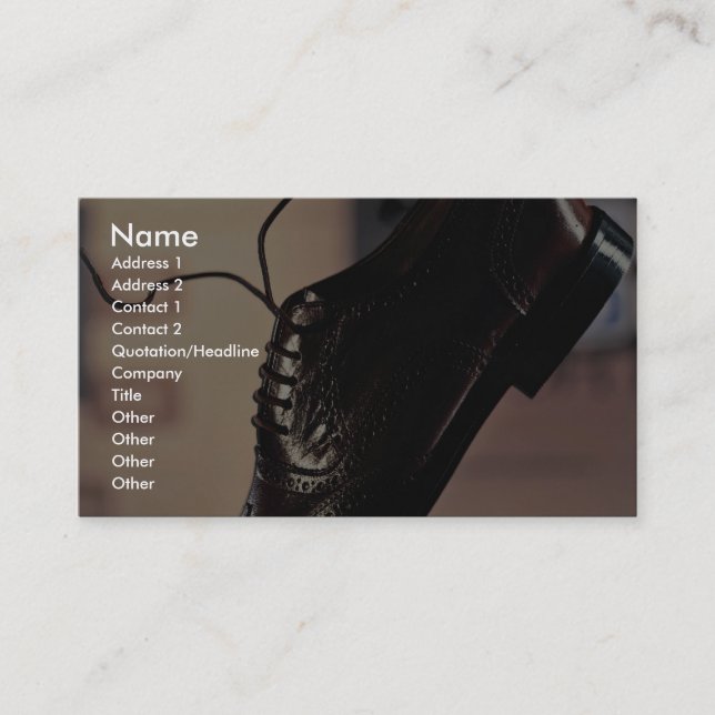 Carte De Visite Chaussure noire d'affaires pour des hommes (Devant)