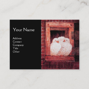 Carte De Visite CHAUSSURES BLANCHES À LA FENÊTRE, monogramme rouge