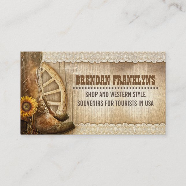 Carte De Visite Chaussures Cowboy Pays Occidental (Devant)