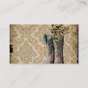 Carte De Visite Chaussures de cow-boy Damask fleur sauvage Western