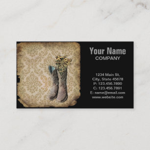 Carte De Visite Chaussures de cow-boy Damask fleur sauvage Western