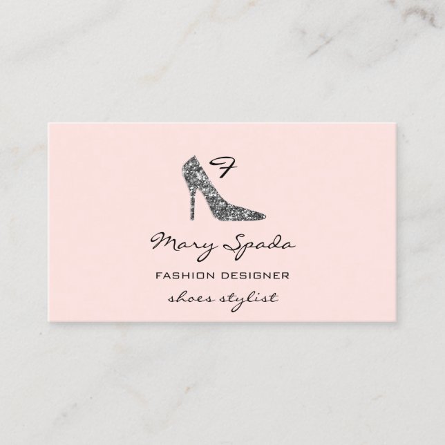 Carte De Visite Chaussures Monogramme Parties scintillant noire ta (Devant)