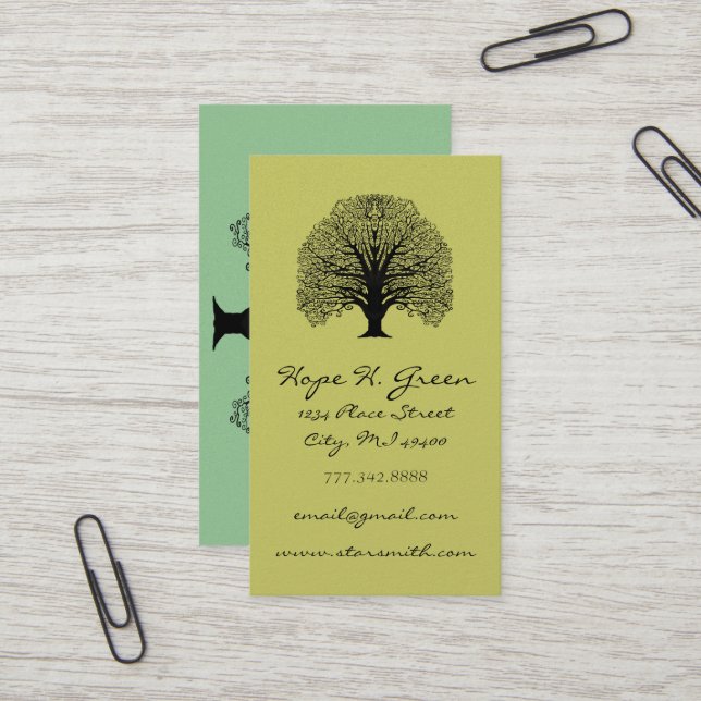 Carte De Visite Chaux et BLack Arbre à traîneaux (Devant/Arrière en situation)