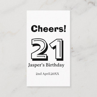 Carte De Visite Cheers 21 birthday bold letter name boy man gifts 