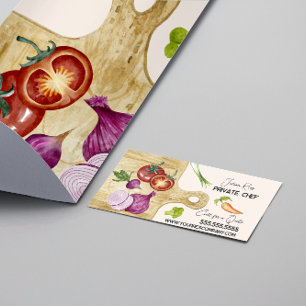 Carte De Visite Chef Aquarelle Légumes Planche à Découper