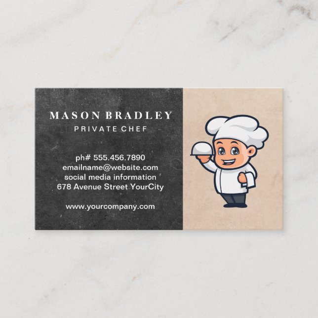 Carte De Visite Chef avec plateau de service (Devant)