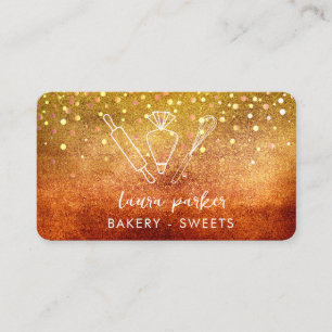 Carte De Visite Chef boulangerie avec Whisk Rolling Pin Piping Sac