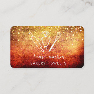 Carte De Visite Chef boulangerie avec Whisk Rolling Pin Piping Sac