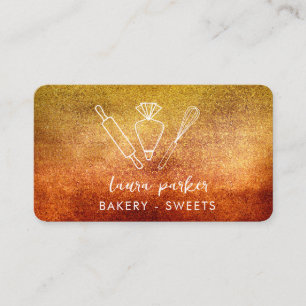 Carte De Visite Chef boulangerie avec Whisk Rolling Pin Piping Sac