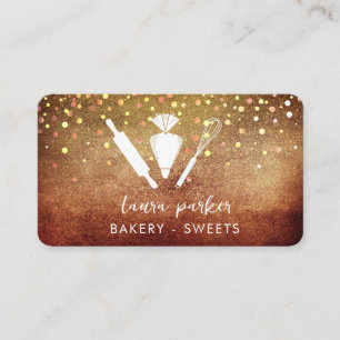 Carte De Visite Chef boulangerie avec Whisk Rolling Pin Piping Sac