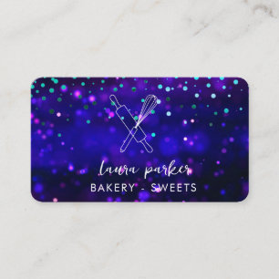 Carte De Visite Chef boulangerie avec Whisk Rolling Pin violet ble