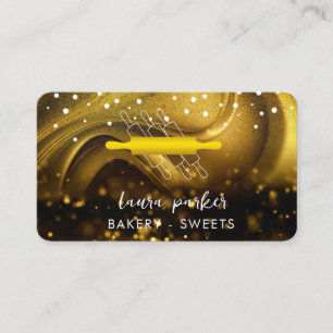 Carte De Visite Chef boulangerie Rolling Pin Blanc Or fait main