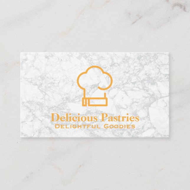 Carte De Visite Chef Casquette | ARRIÈRE - PLAN MARBRE BLANC (Devant)