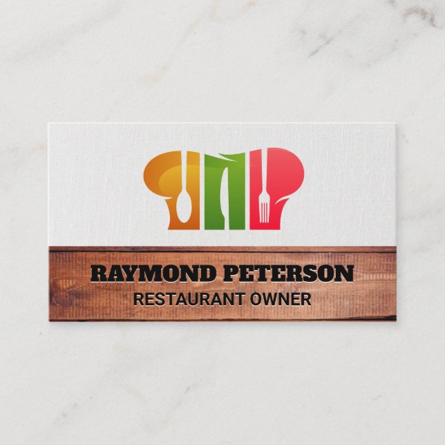 Carte De Visite Chef Casquette et argenterie | Logo Cuisiner (Devant)