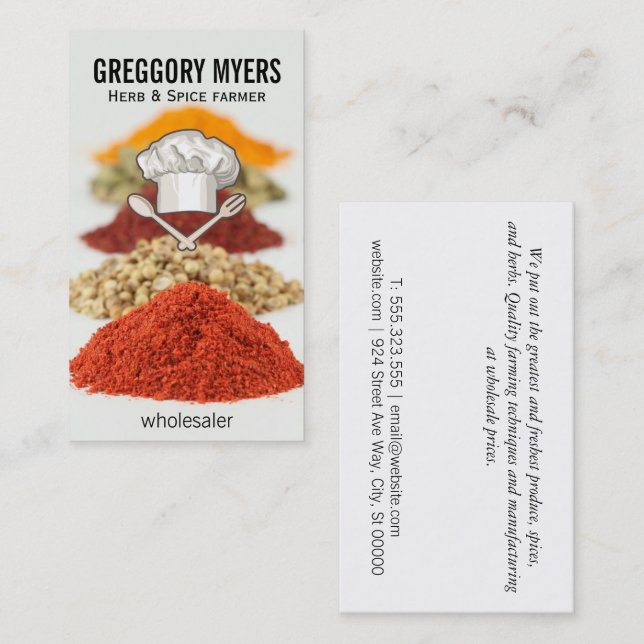 Carte De Visite Chef Casquette et ustensiles (Devant / Derrière)