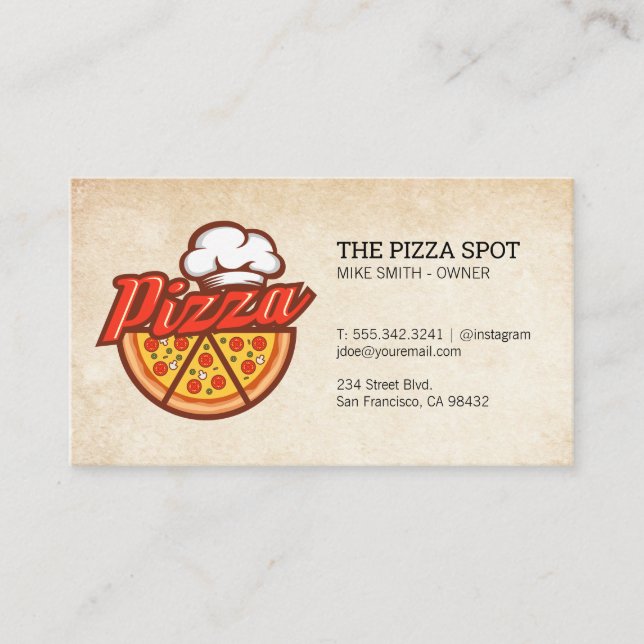 Carte De Visite Chef Casquette Pizza Slices (Devant)