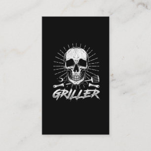 Carte De Visite Chef crâne barbecue Viande d'été Grillades fumées 