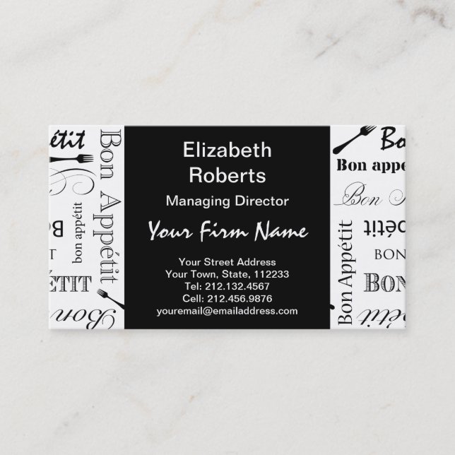 Carte De Visite Chef cuisinier Bon Appetit (Devant)