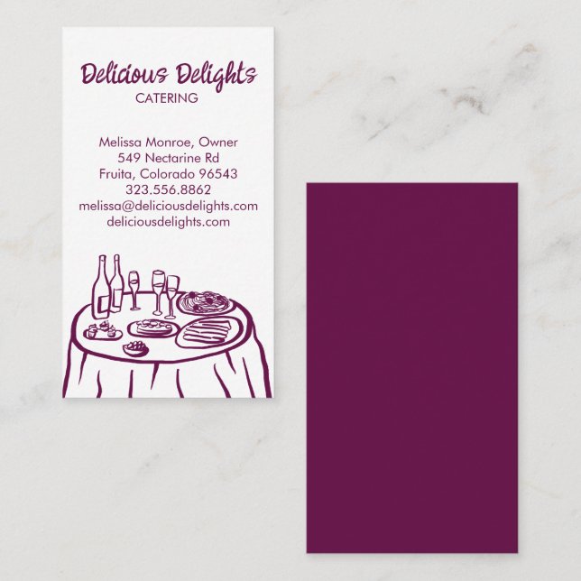 Carte De Visite Chef cuisinier Planification des événements Cuisin (Devant / Derrière)