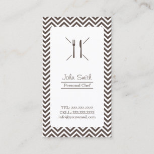 Carte De Visite Chef Cuisinier Plat Brown Chevron Stripes