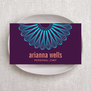 Carte De Visite Chef culinaire Blue Whisk Logo Purple Restauration