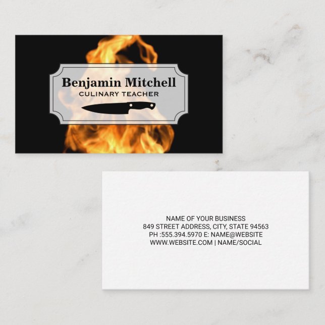 Carte De Visite Chef culinaire | Flamme de feu (Devant / Derrière)