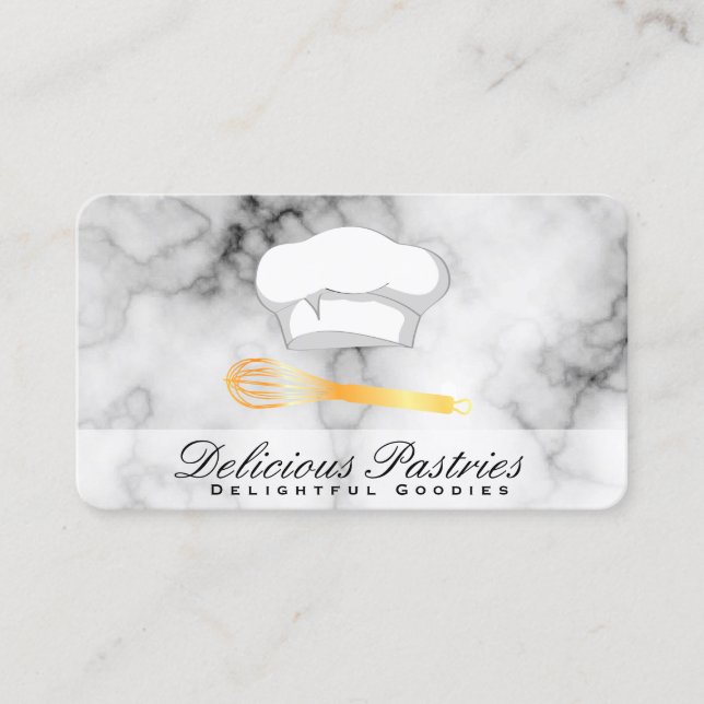 Carte De Visite Chef culinaire | Marbre de Whisk d'or (Devant)