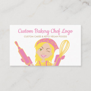 Carte De Visite Chef de boulangerie aux cheveux jaunes pâtisserie 