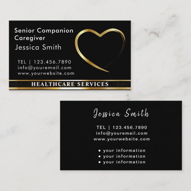 Carte De Visite Chef de carrière Golden Heart Design (Devant / Derrière)
