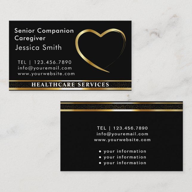 Carte De Visite Chef de carrière Golden Heart Design (Devant / Derrière)