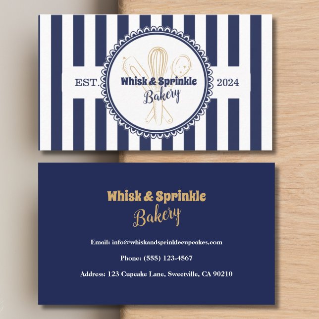 Carte De Visite Chef de cuisine de la Marine & Gold Whisk Boulange (Créateur téléchargé)
