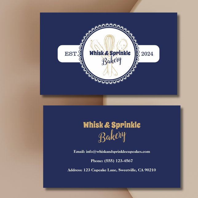 Carte De Visite Chef de cuisine de la Marine & Gold Whisk Boulange (Créateur téléchargé)